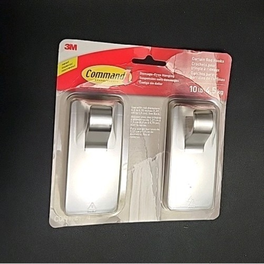 Command Brand Curtain‎ Rod Hooks 10 Lb Weight Capacity